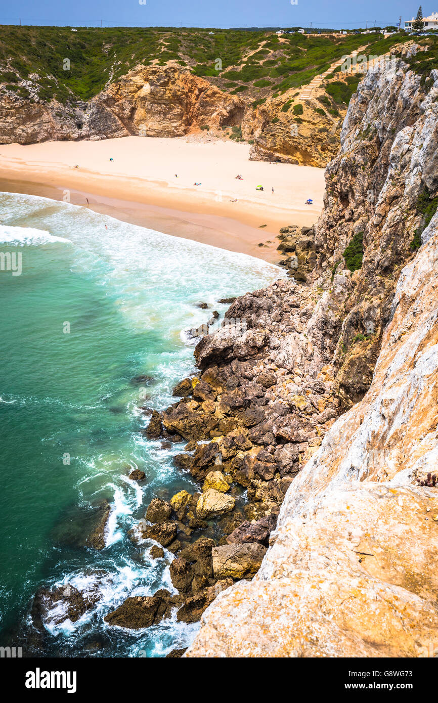 Praia Beliche - schöne Küste und Cabo Sao Vicente Stockfoto