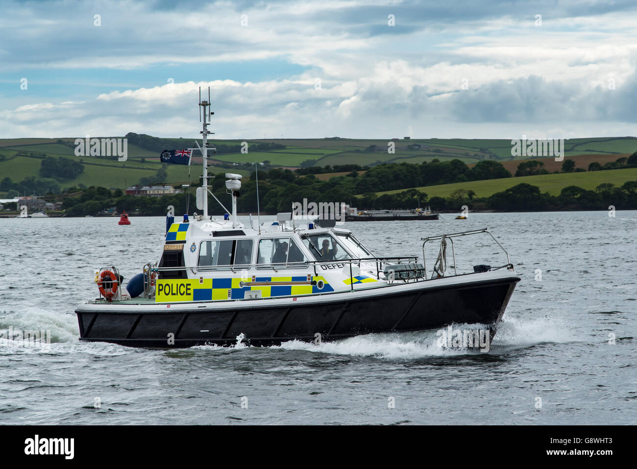 MOD-Polizei starten Integrität auf dem Fluss Tamar aus Devonport, Plymouth, Devon Stockfoto