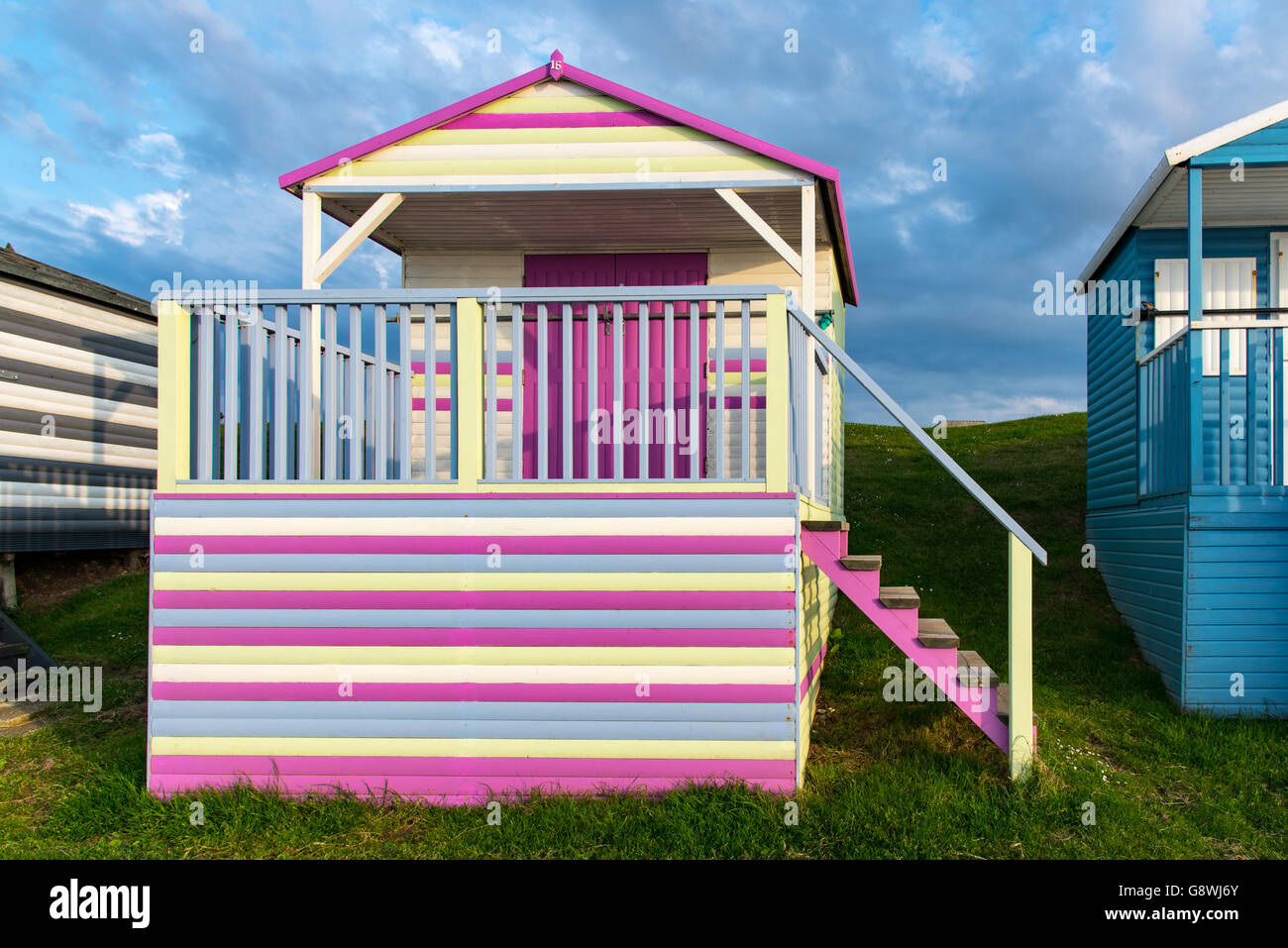 Strandhütte am Tankerton, Whitstable, Kent. Stockfoto