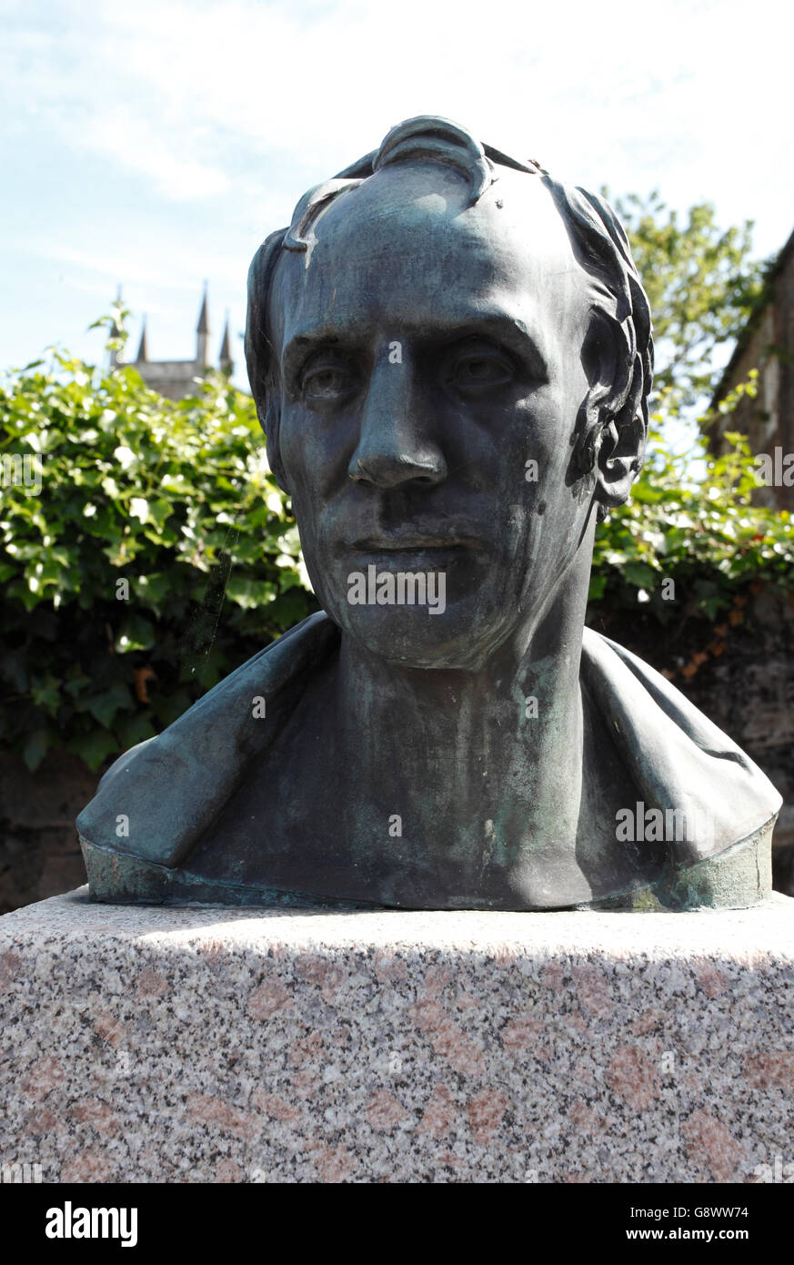 Statue zum Gedenken an das Leben von William Wordsworth 1770-1850, Cockermouth Cumbria Stockfoto