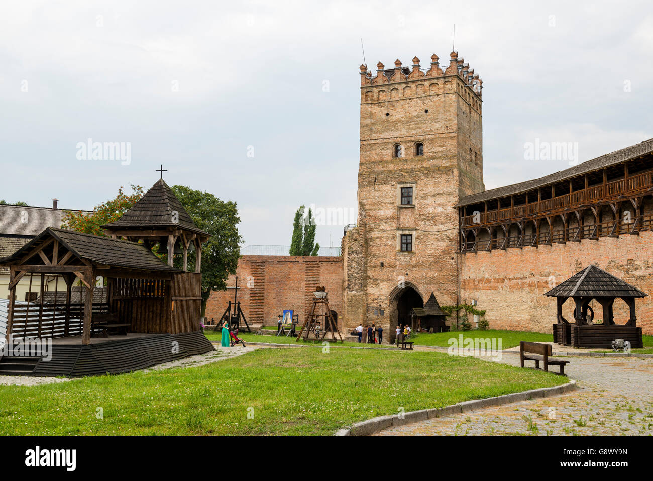 Hof der Lubart Schloss in Luzk, Ukraine Stockfoto