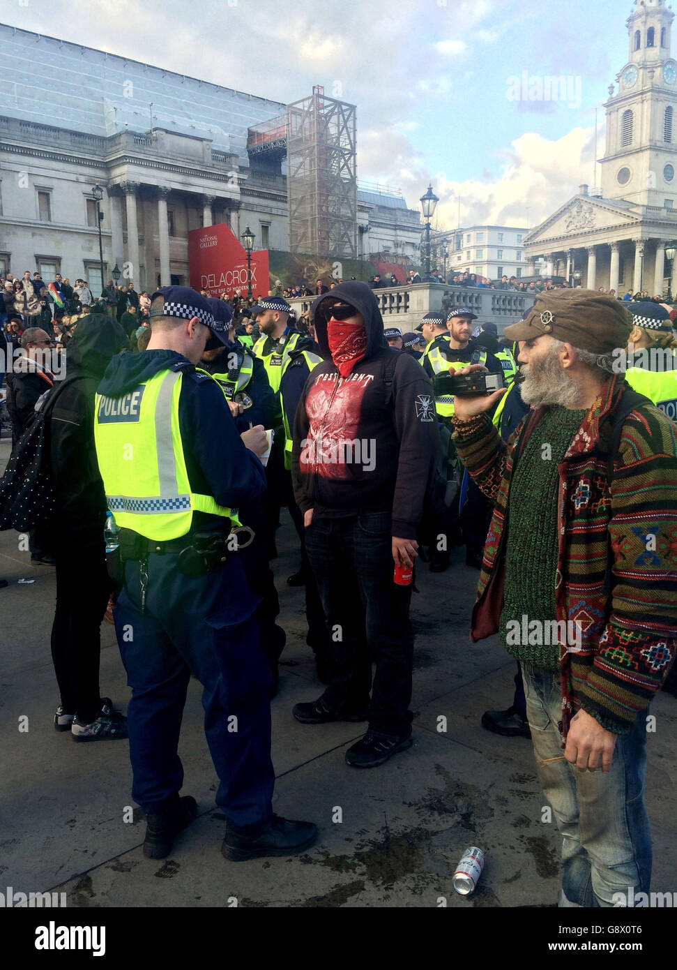 Protest gegen Sparpolitik Stockfoto