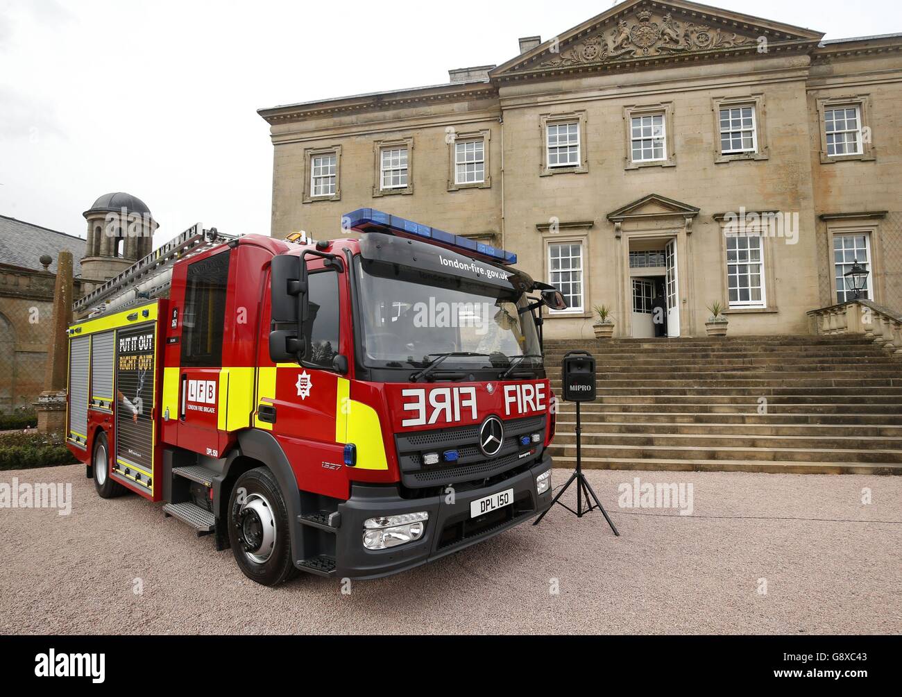 Eine neue Feuerwehrmaschine im Dumfries House in East Ayrshire in Schottland. Stockfoto