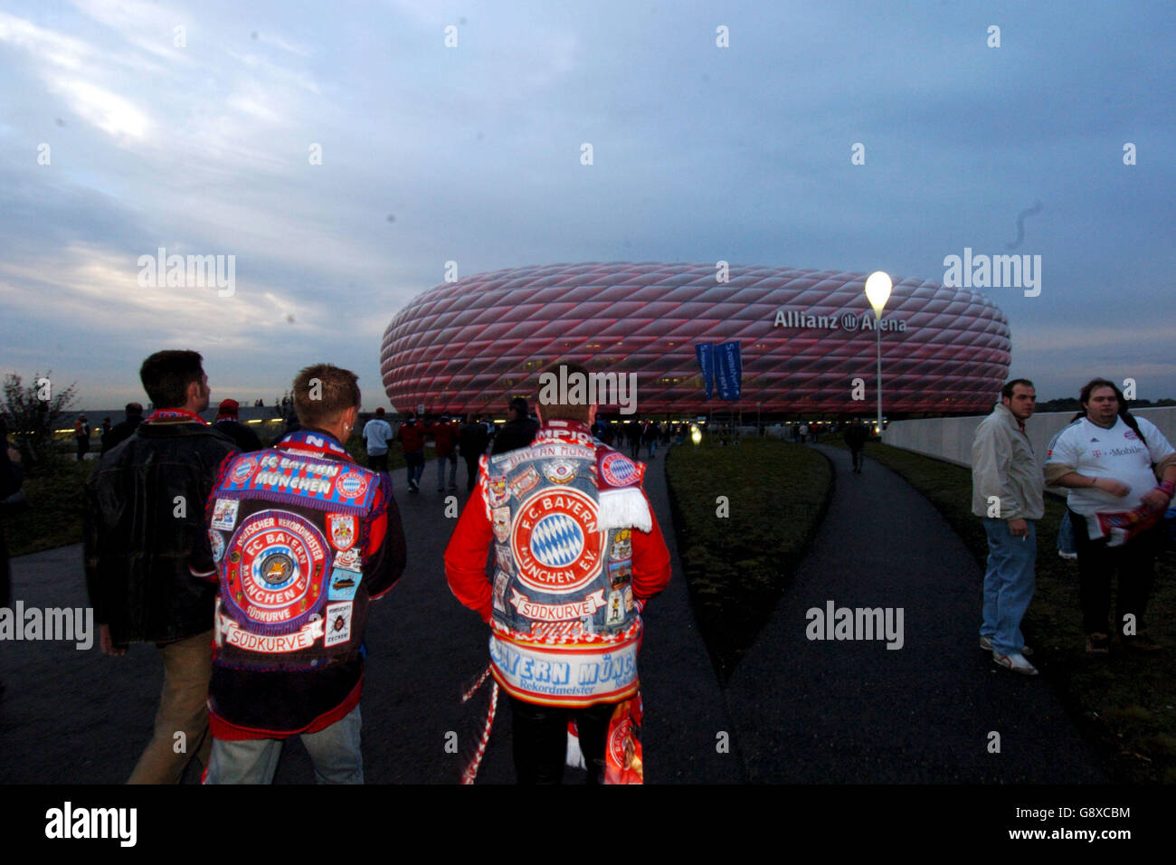 Fußball - UEFA Champions League - Gruppe A - Bayern München / Club Brügge - Allianz Arena. Eine Gesamtansicht der Allianz Arena, Heimat des Bayern München Stockfoto