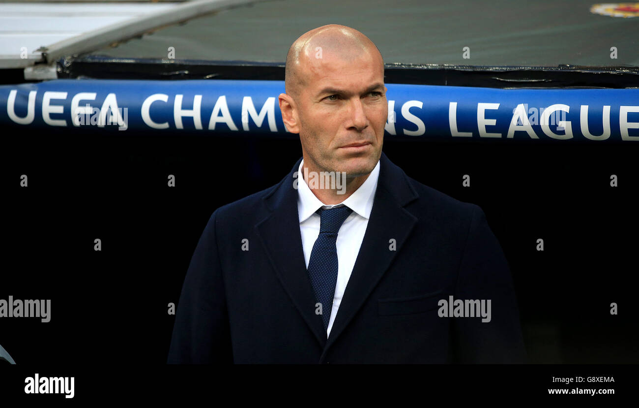 Real Madrid Manager Zinedine Zidane vor dem UEFA Champions League Halbfinale, Second Leg Spiel im Santiago Bernabeu, Madrid. Stockfoto