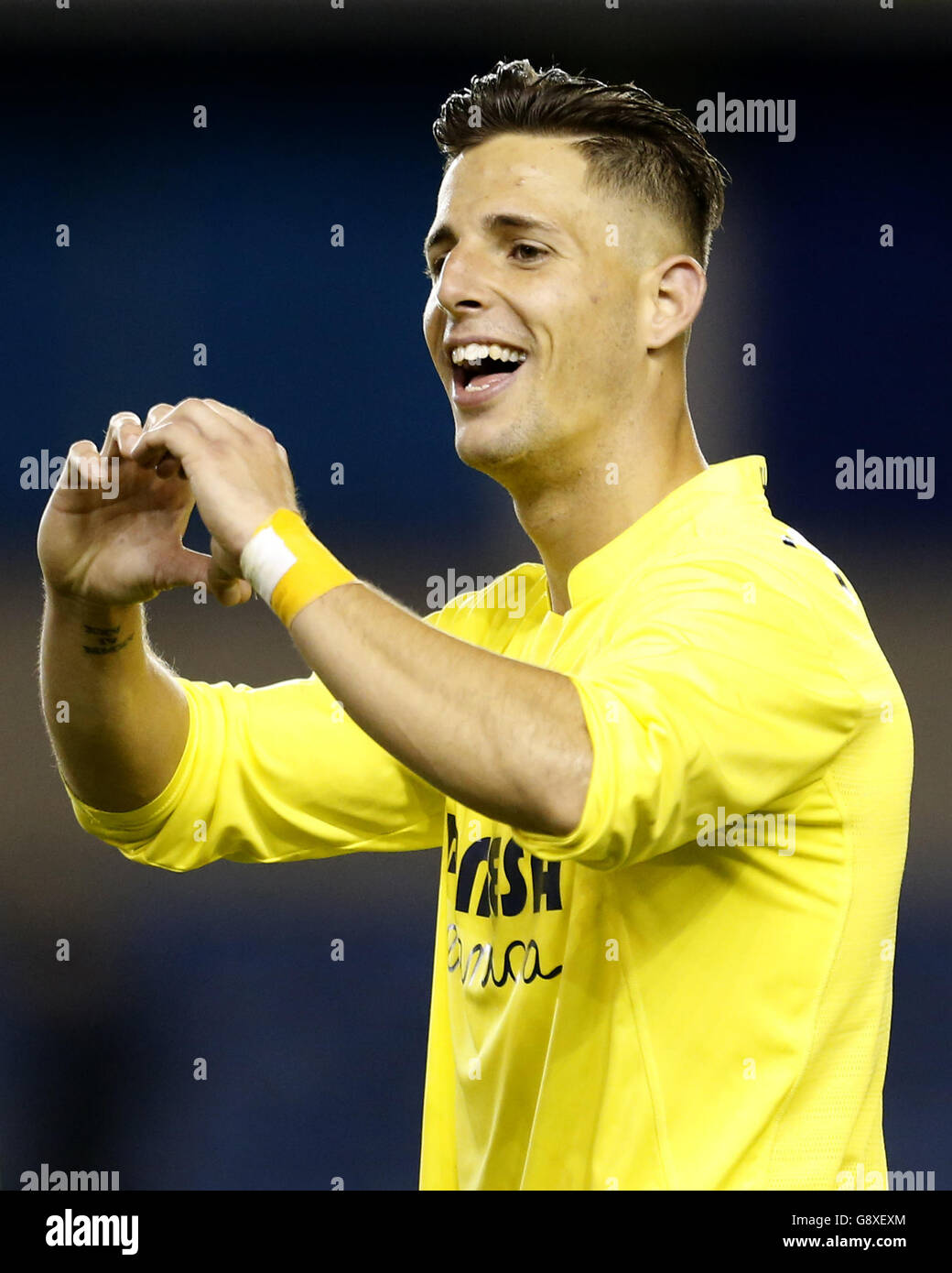 Villarreal B Francisco Sol feiert das vierte Tor seiner Seite Stockfoto