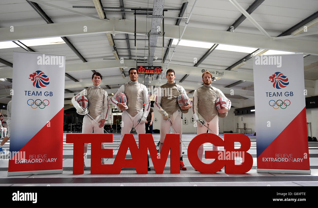 Fechten Olympia-Team Ankündigung - British Fechten Elite Trainingscenter Stockfoto