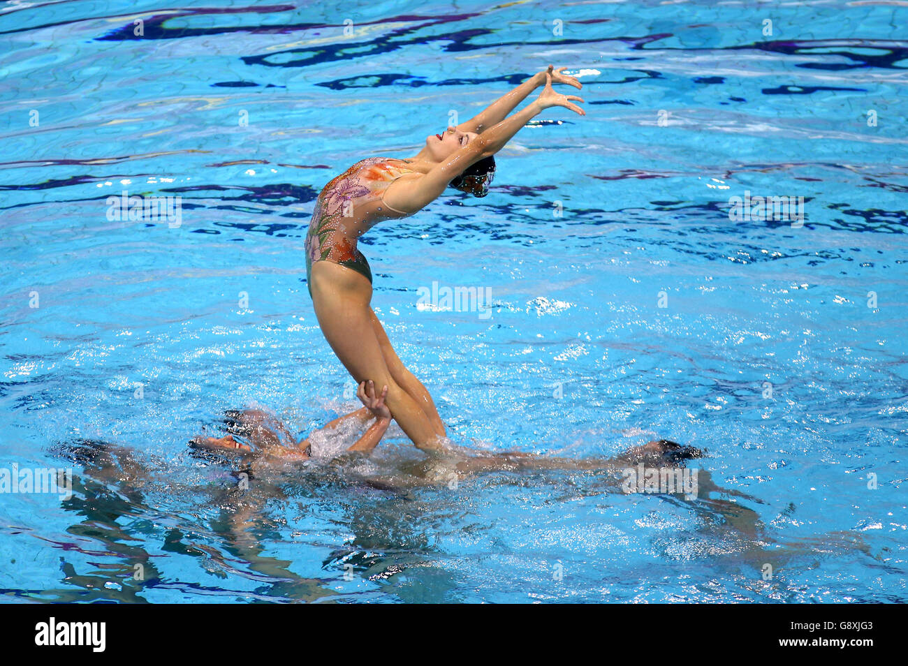 Italien tritt im Synchronschwimmen Team Free Preliminary am dritten Tag der Europameisterschaft im Wassersportzentrum London in Stratford an. DRÜCKEN SIE VERBANDSFOTO. Bilddatum: Mittwoch, 11. Mai 2016. Sehen Sie sich die Geschichte von PA DIVING London an. Das Foto sollte lauten: John Walton/PA Wire. Stockfoto