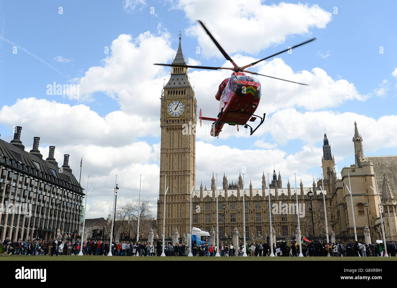 Flugrettung in Parliament Square Stockfoto