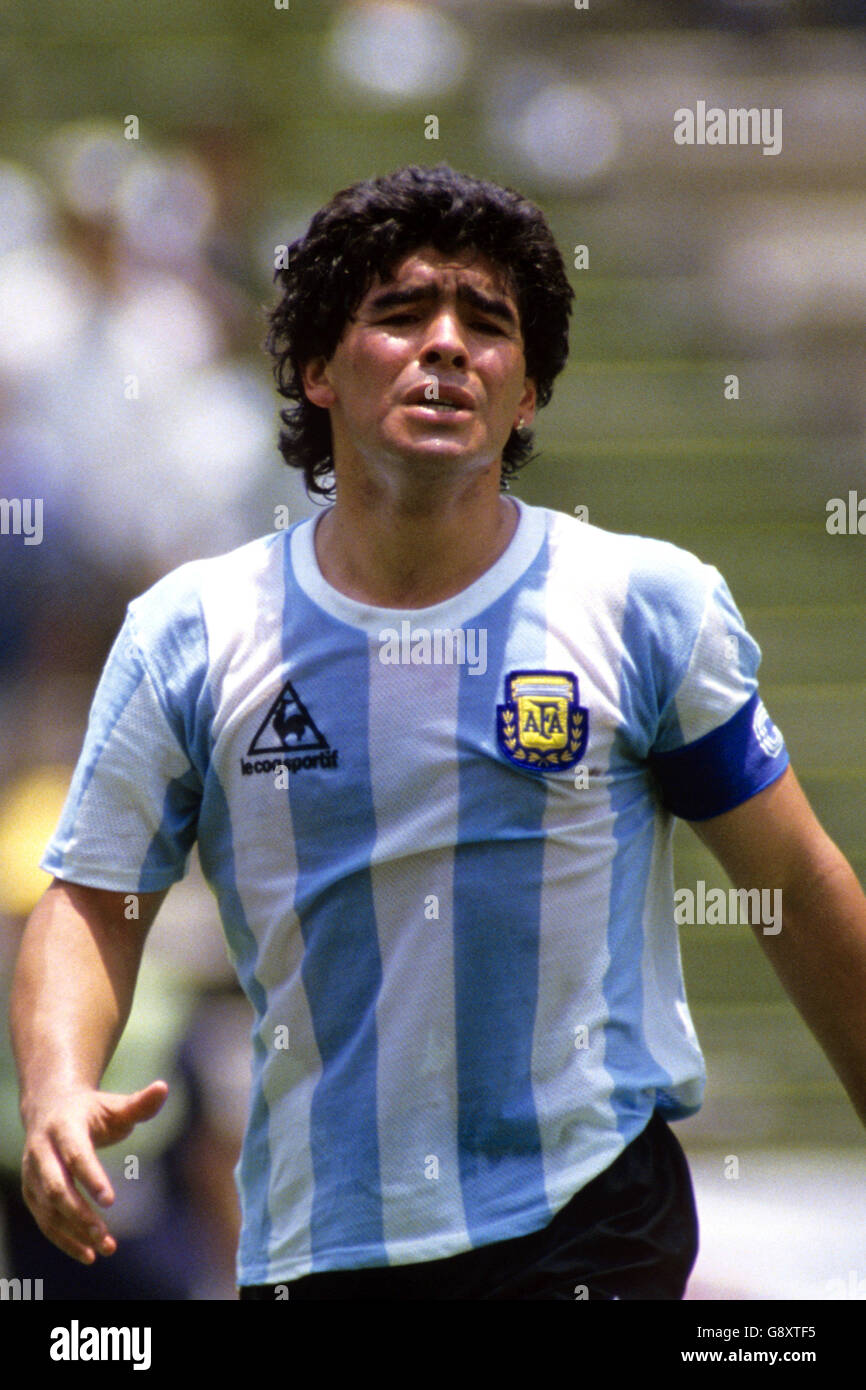 Fußball - Weltmeisterschaft Mexiko 86 - Finale - Argentinien gegen Westdeutschland. Argentinien Kapitän Diego Maradona Stockfoto