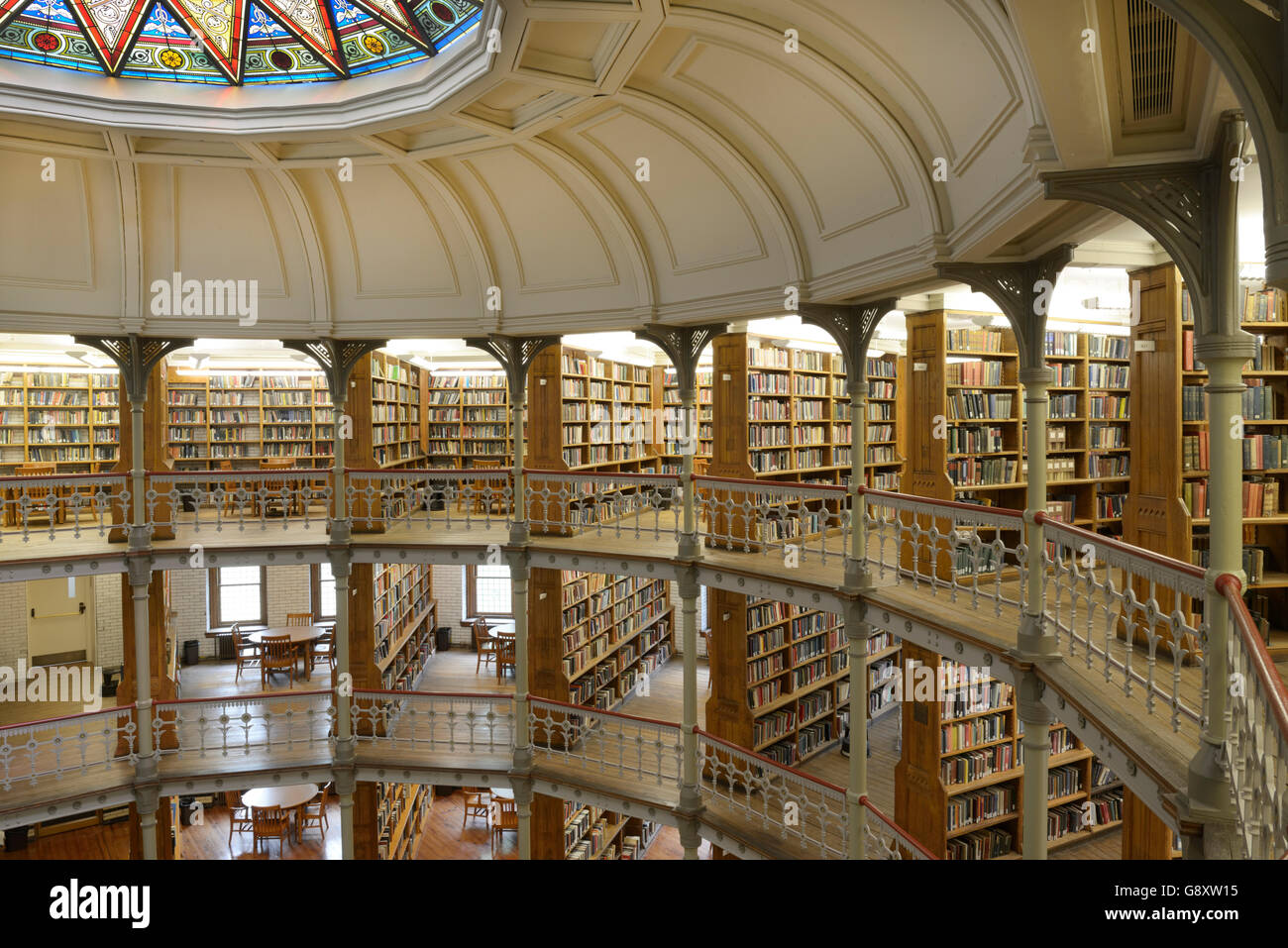 Bibliothek Innenraum, Linderman Bibliothek, Lehigh University, 1878, mit seinem viktorianischen Rotunde Stockfoto