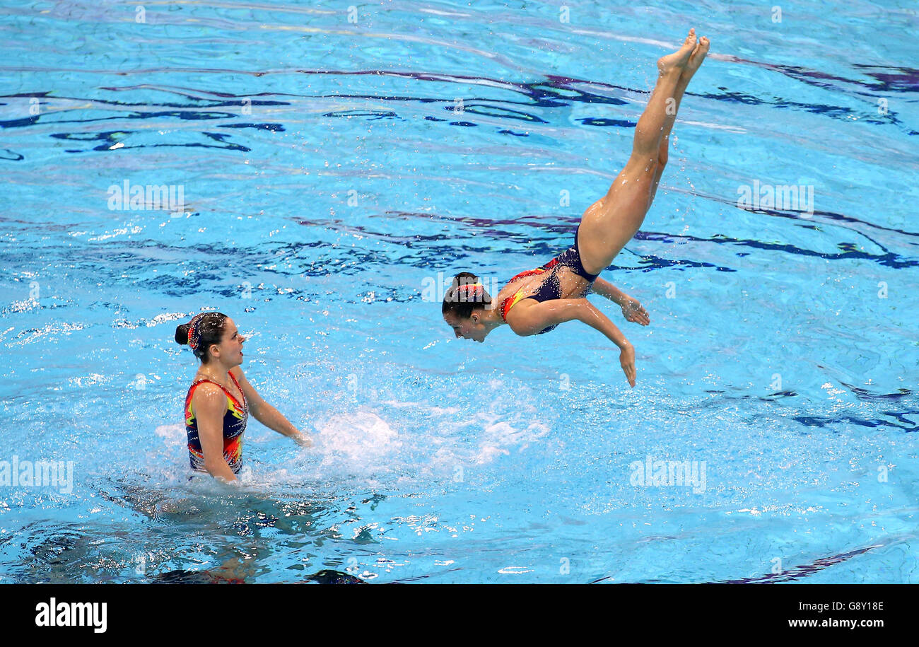 Israel tritt im Synchronized Swimming Team Free Preliminary am dritten Tag der Europameisterschaft im Londoner Wassersportzentrum in Stratford an. DRÜCKEN SIE VERBANDSFOTO. Bilddatum: Mittwoch, 11. Mai 2016. Sehen Sie sich die Geschichte von PA DIVING London an. Das Foto sollte lauten: John Walton/PA Wire. Stockfoto