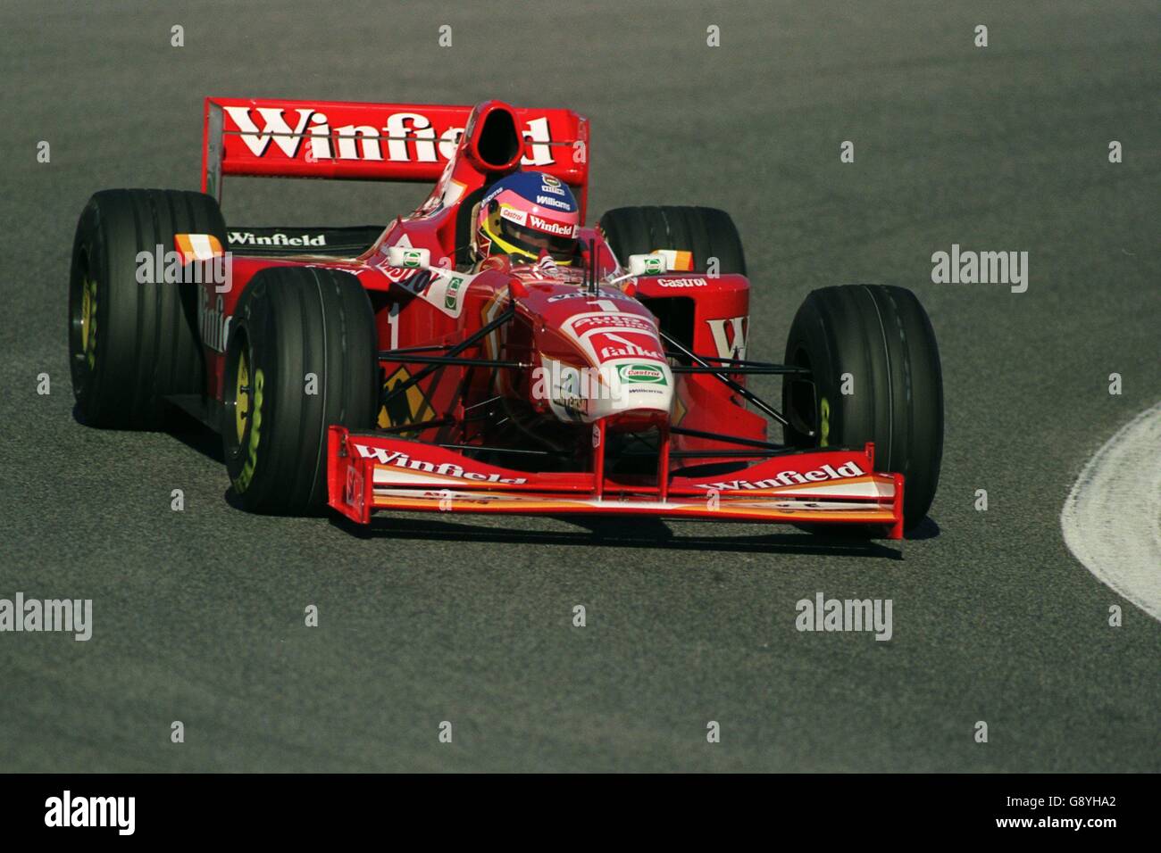 Formel-1-Autorennen - Testing - Circuit de Catalanya - Barcelona. Jacques Villeneuve, testet das Williams-Interims-Auto Stockfoto