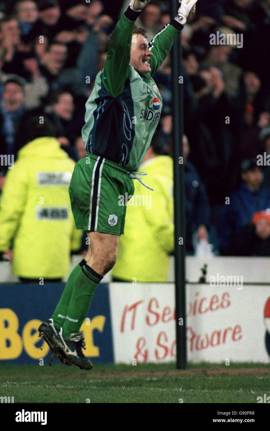 Fußball - Littlewoods FA Cup Dritte Runde Replay - Sheffield Mittwoch / Watford. Sheffield Wednesday Torhüter Kevin Pressman feiert das Tor zur Siegstrafe Stockfoto