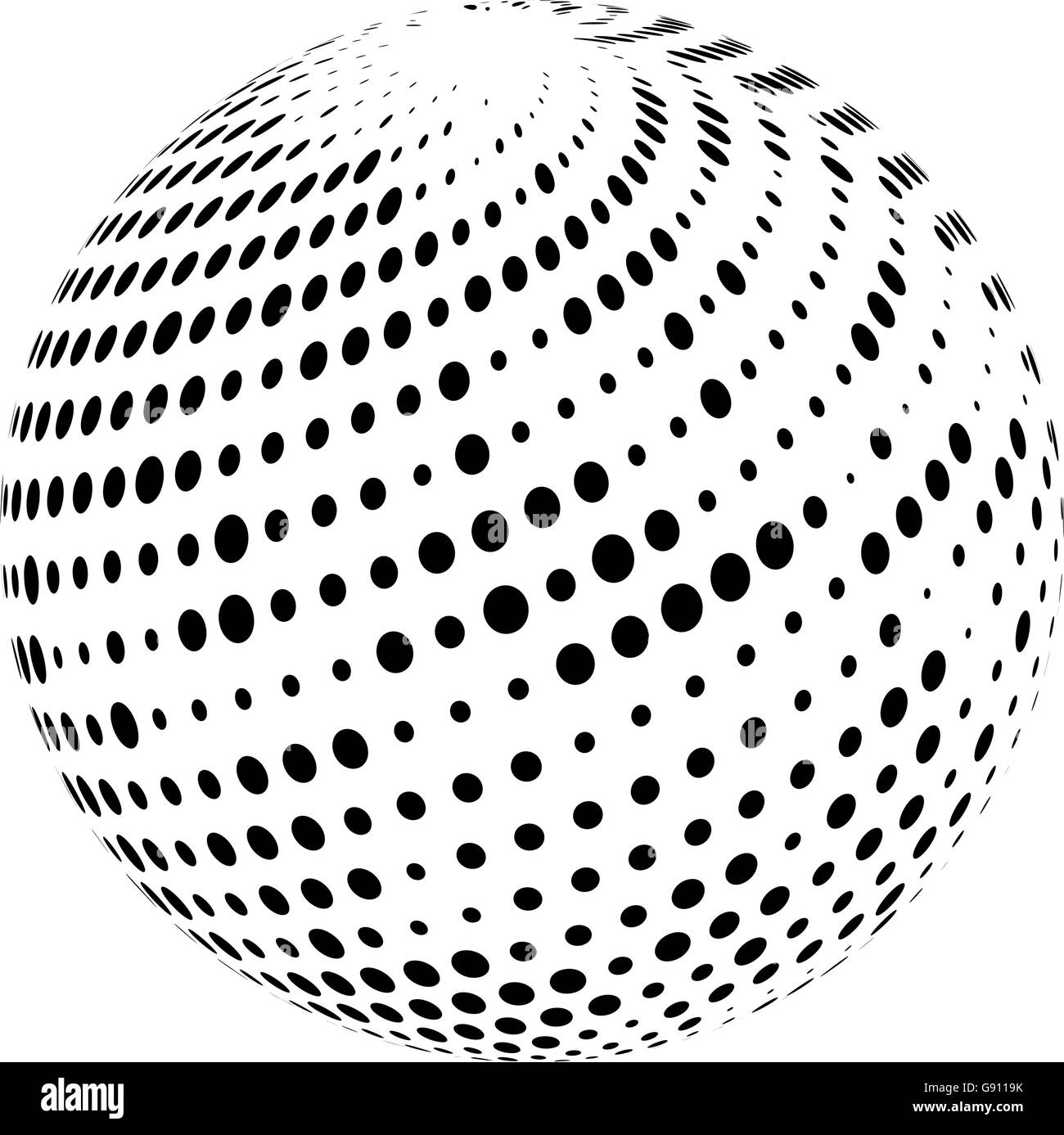 Halbton-Kugel isoliert auf weißem Hintergrund. Rasterpunkte. Halbton-Globus. Halbton-Muster. Vektor-Illustration. Stock Vektor