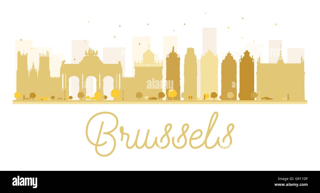 Brüssel-Stadt Skyline goldene Silhouette. Vektor-Illustration. Einfache flache Konzept für Tourismus Präsentation, Banner, Plakat Stock Vektor