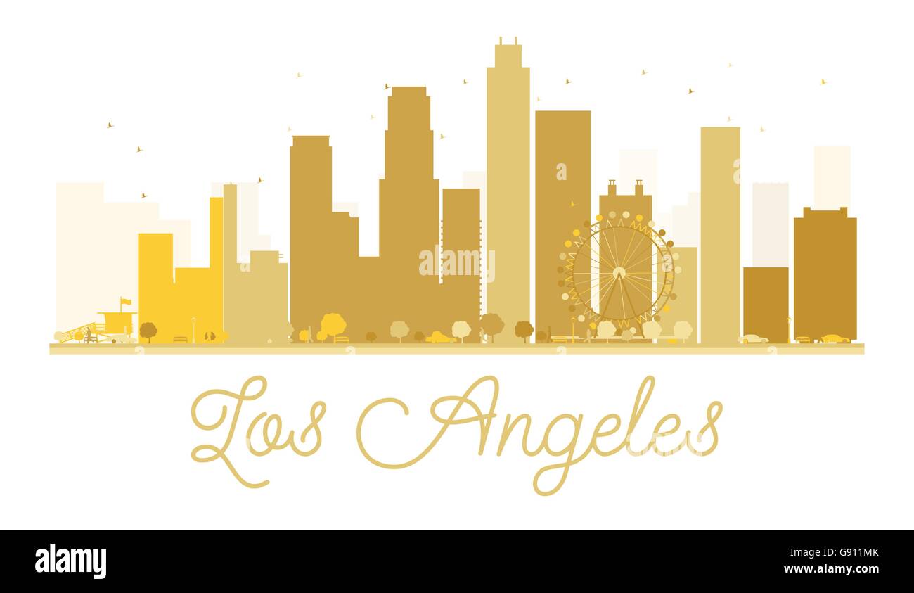 Los Angeles City Skyline goldene Silhouette. Vektor-Illustration. Einfache flache Konzept für Tourismus Präsentation, Banner, Plakat Stock Vektor