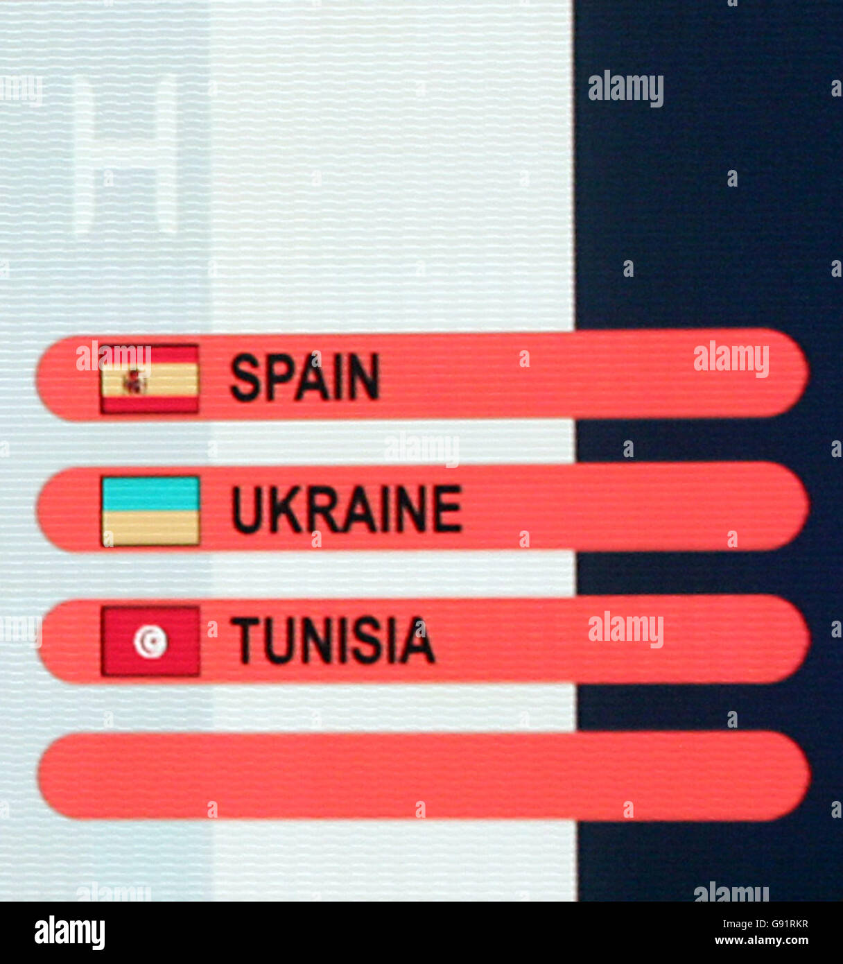 Fußball - FIFA Fußball-Weltmeisterschaft Deutschland 2006 - Finalverlosung - Messe Leipzig. Spanien wird bei der Endrunde der FIFA-Weltmeisterschaft 2006 mit der Ukraine und Tunesien in der Gruppe H gezogen Stockfoto