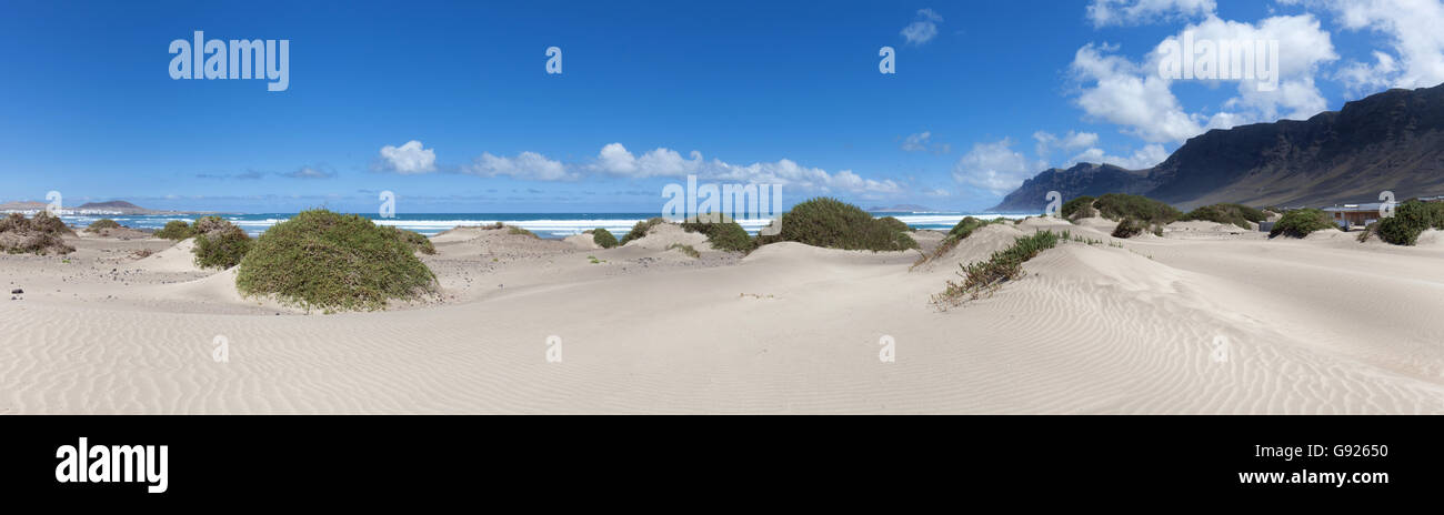 Sanddünen Sie Playa de Famara, Lanzarote Kanarische Inseln Stockfoto