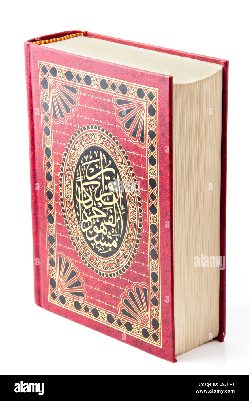 Heiligen Quran Buch auf weiß Stockfoto