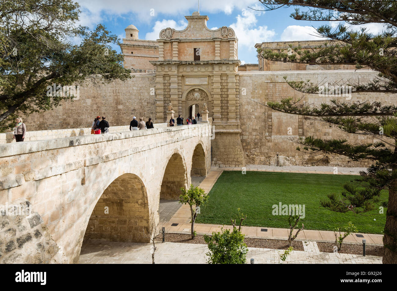 Mdina, Malta - 4. Mai 2016: Gateway nach Mdina, Malta - alte Hauptstadt und der Stille von Malta - mittelalterliche Stadt Stockfoto