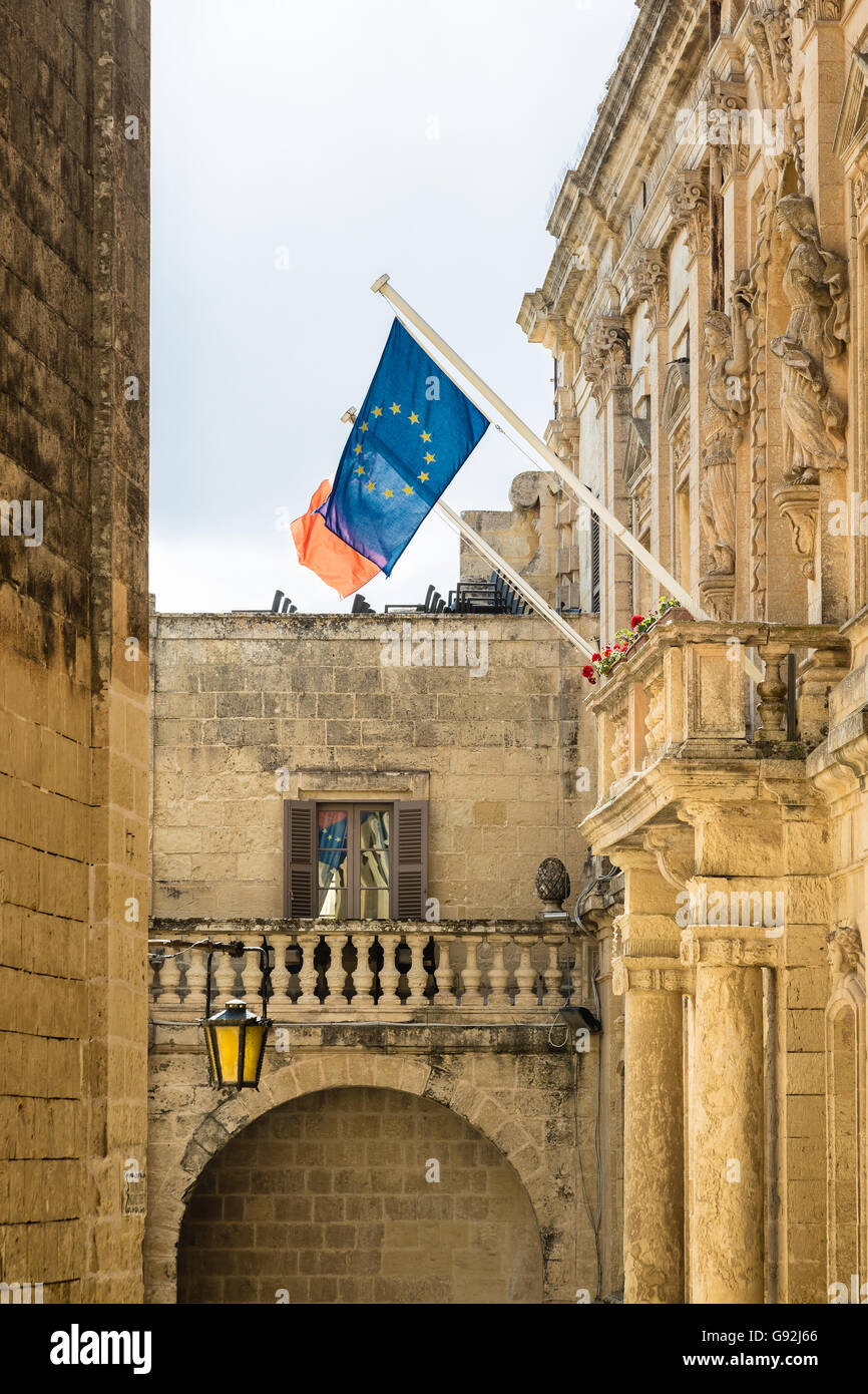 Mdina, Malta im Jahr 2017 ist Präsident des Rates der Europäischen Union - Mdina ist die alte Hauptstadt und die Stille Stadt von Malta - Med Stockfoto