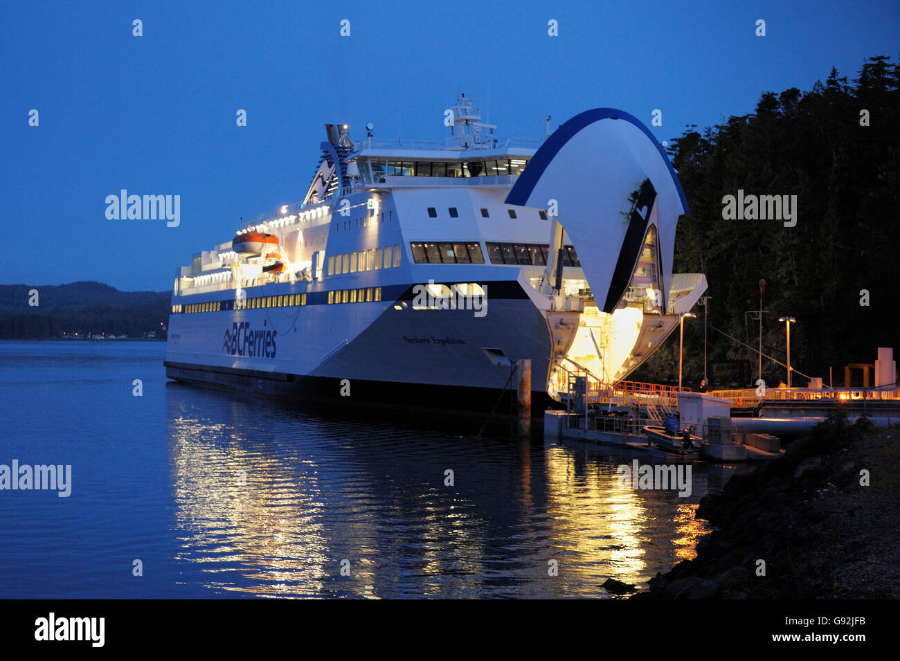 Fähre Nordexpedition, harbour Inside Passage Port Hardy, Vancouver Island, British Columbia, Kanada Stockfoto