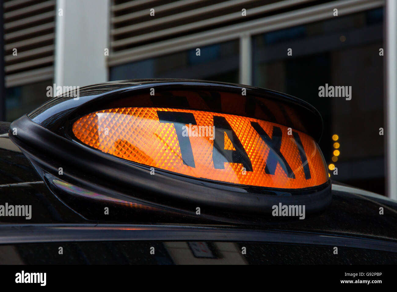 London Taxi-Schild Stockfoto
