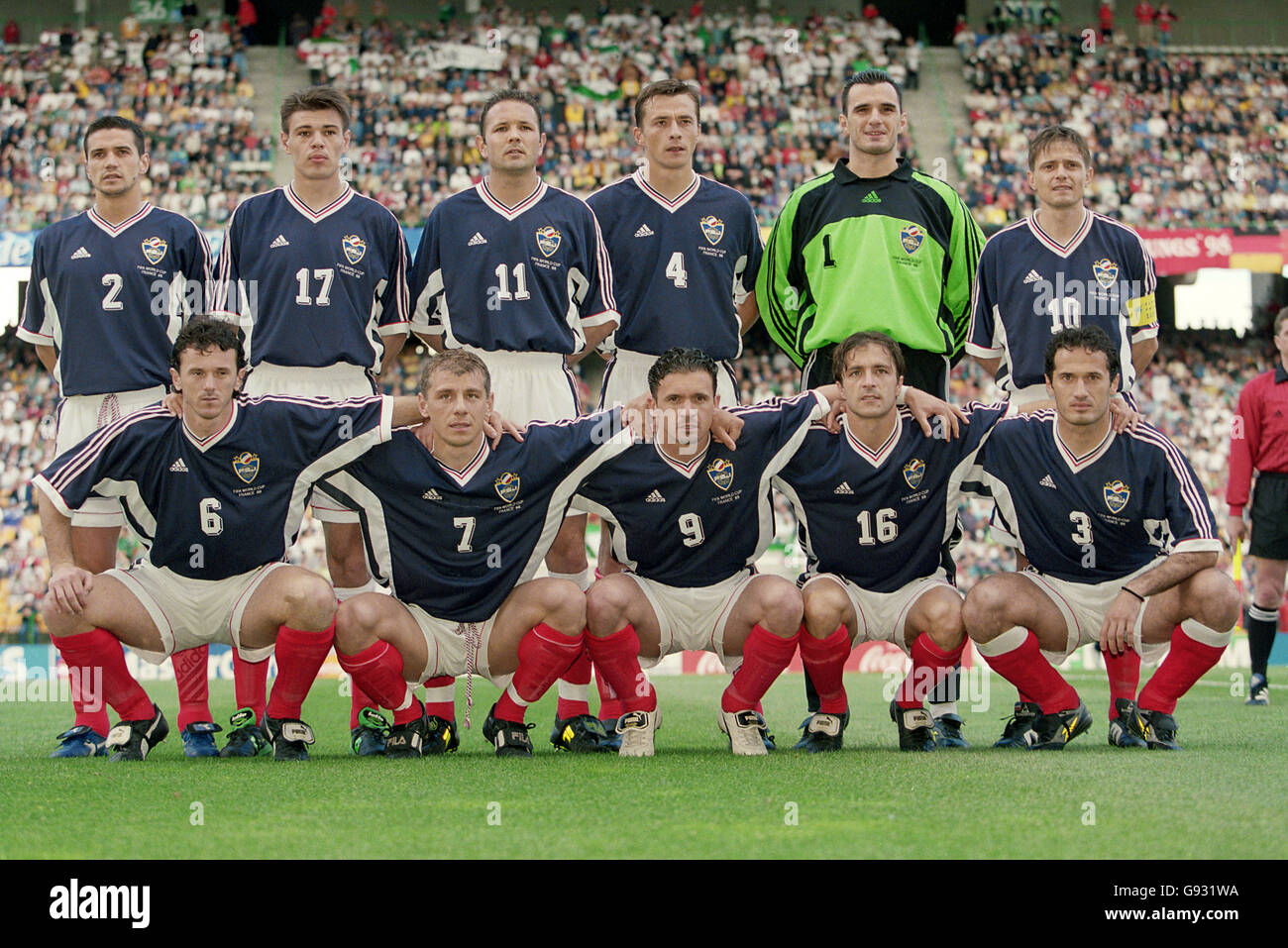 Fußball - Weltmeisterschaft Frankreich 98 - Gruppe F - Jugoslawien / Iran.  Jugoslawische Mannschaftsgruppe Stockfotografie - Alamy