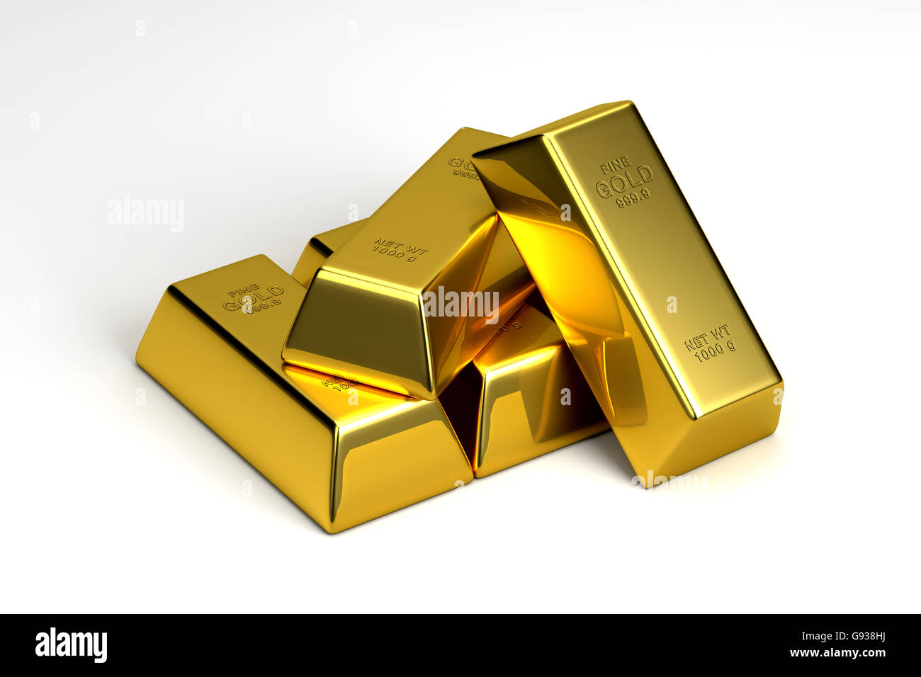 3D-Rendering gold Barren isoliert auf weißem Hintergrund. Stockfoto