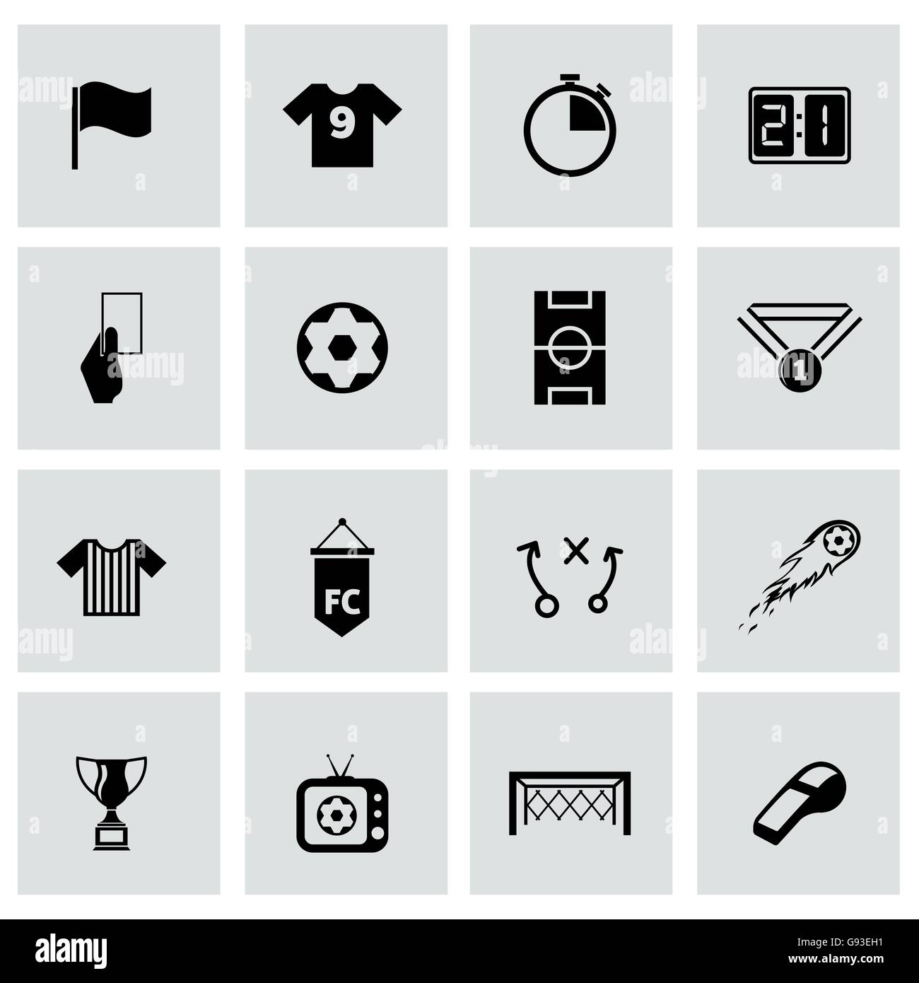 Vektor schwarze Fußball-Icon-set Stock Vektor