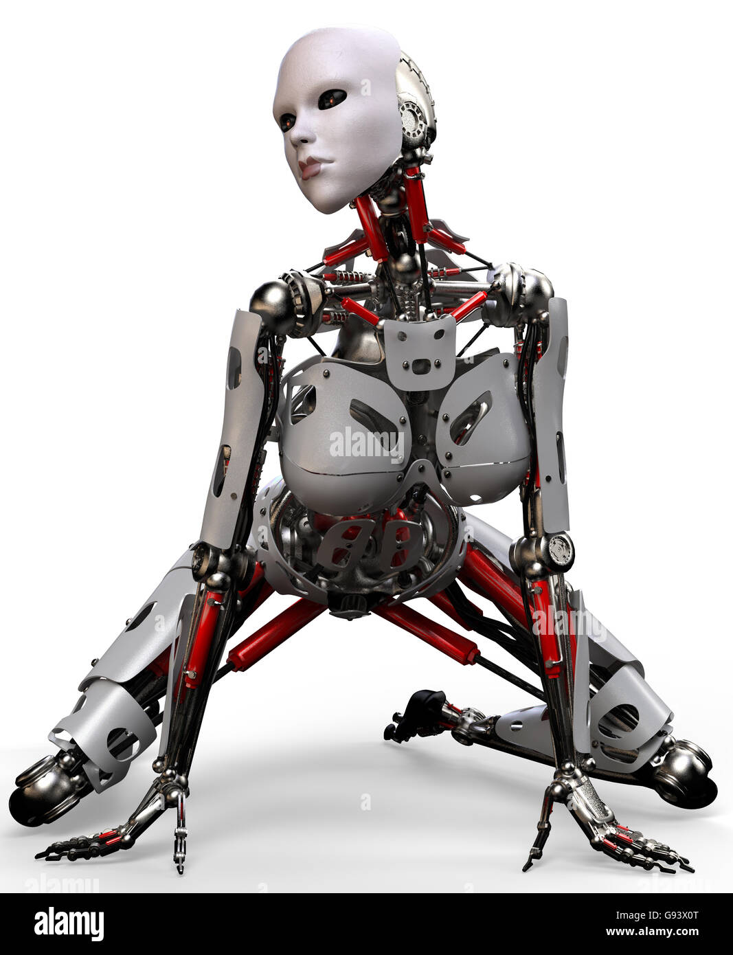 Roboter-Frau posiert wie ein model Stockfoto