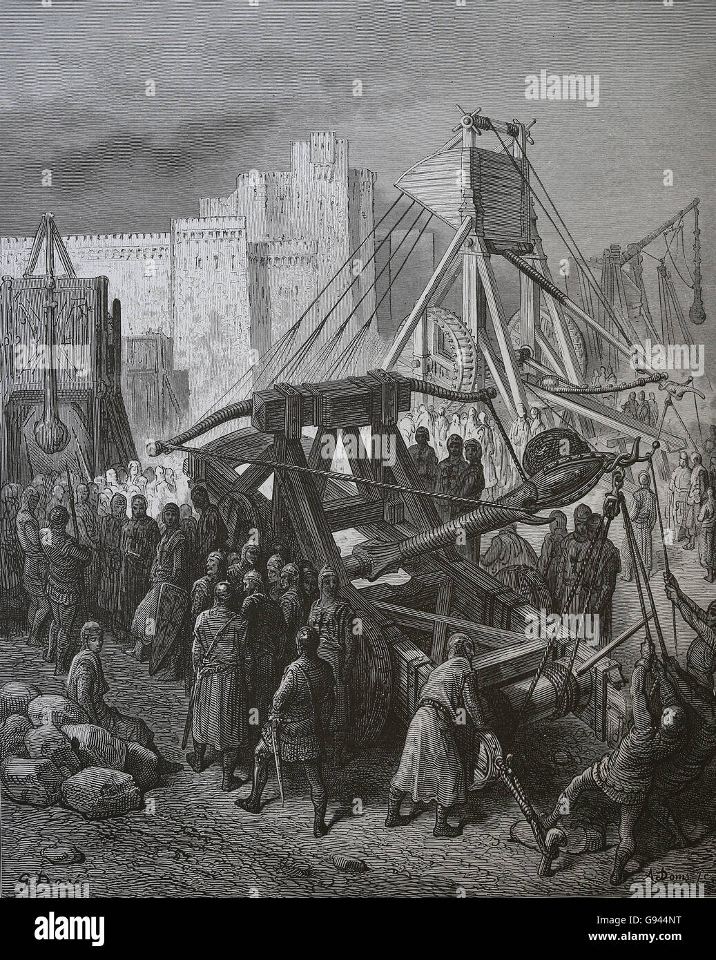 Die Kreuzzüge von Gustave Dore. 1. Kreuzzug (1096-1099). Belagerung von Jerusalem. Kupferstich, 19. Jahrhundert. Stockfoto