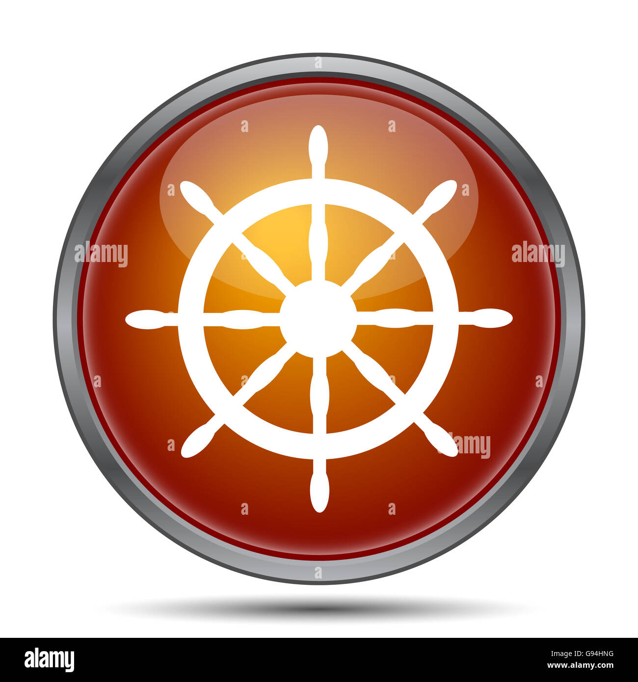 Nautische Radsymbol. Internet-Button auf weißem Hintergrund. Stockfoto