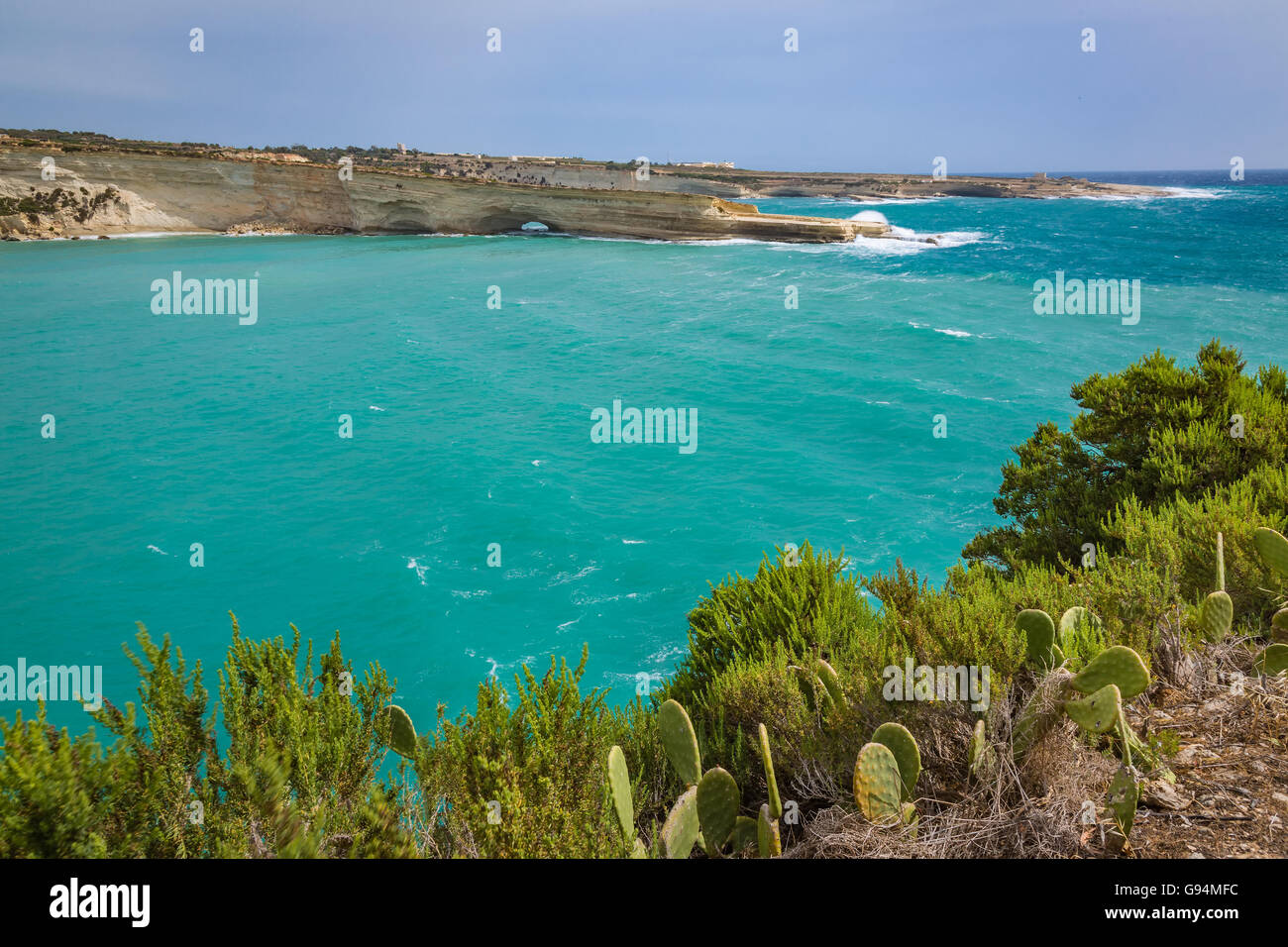 Il-Hofra Z-Zghira Bay in Marsaxlokk Bereich auf der Insel Malta Stockfoto