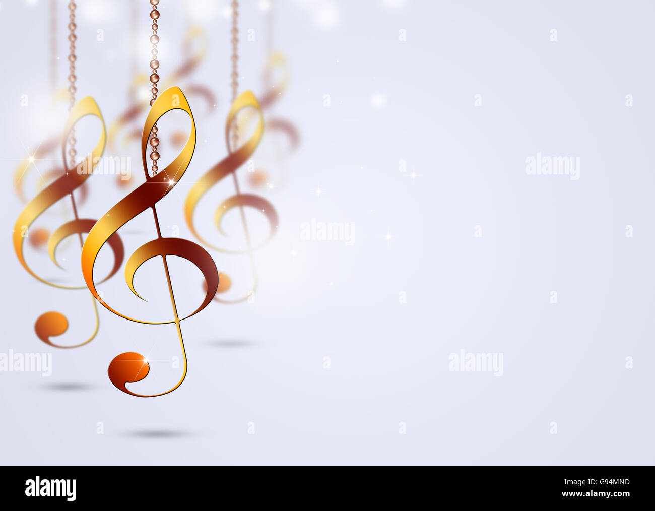 abstrakte hellen Hintergrund mit goldenen Musiknoten Stockfoto