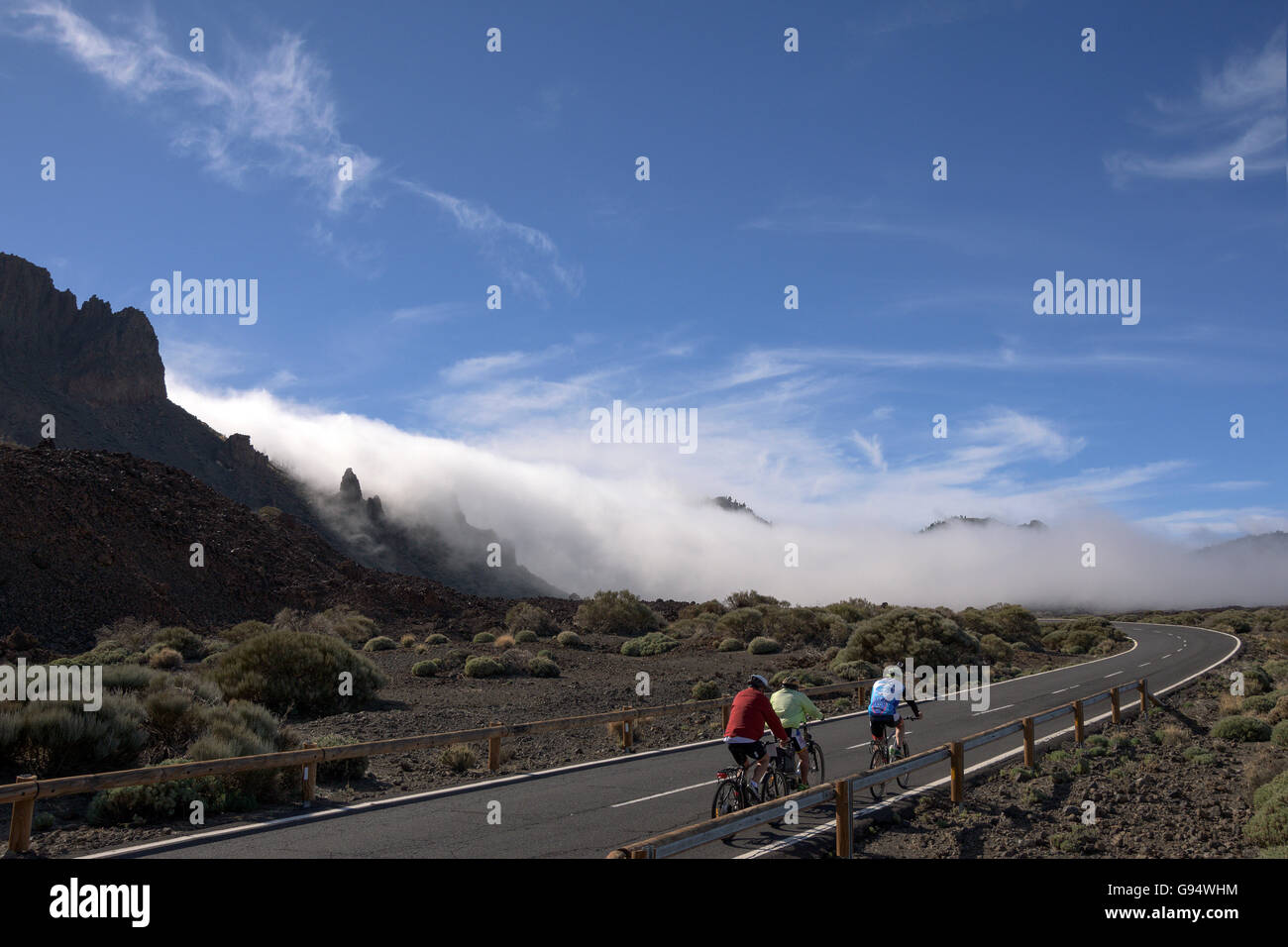 Biker in Las Canadas, Spanien, Teneriffa Stockfoto