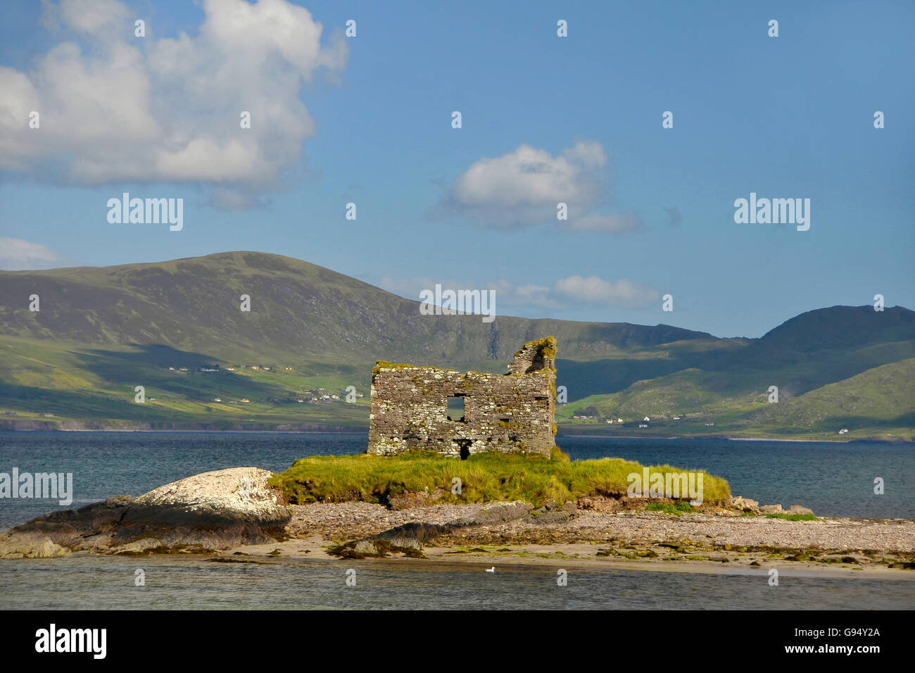 Ballinskelligs Burg, Ballinskelligs Bay, Ballinskelligs, County Kerry, Irland Stockfoto