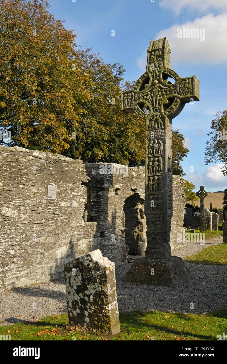 Hohes Kreuz, Monasterboice, Drogheda, County Louth, Irland / West cross Stockfoto