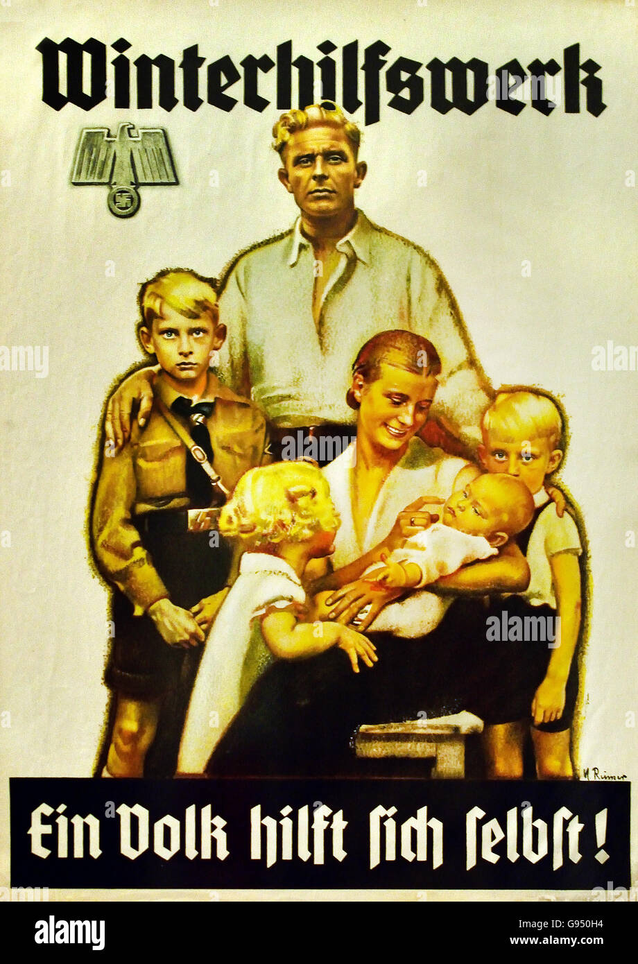 Plakat zur Förderung der Winter Relief Organisation 1938 Max Reimer 1877-1970 Berlin Nazi-Deutschland Stockfoto