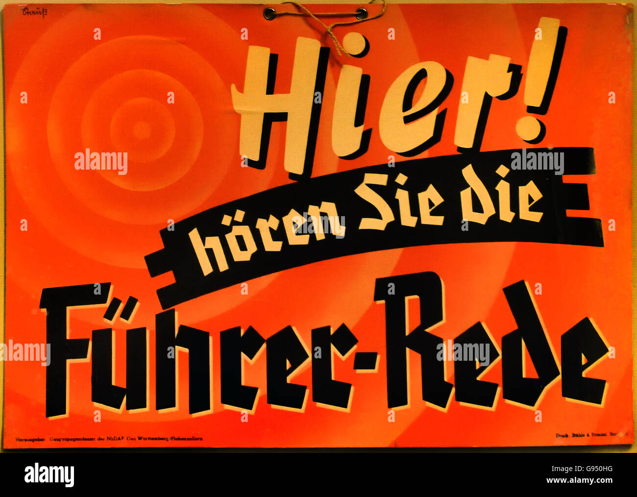 Hier Hören Sie Die Führer-Rede - hier hören Sie der Staats-und Regierungschefs Rede Berliner Nazi-Deutschland Stockfoto
