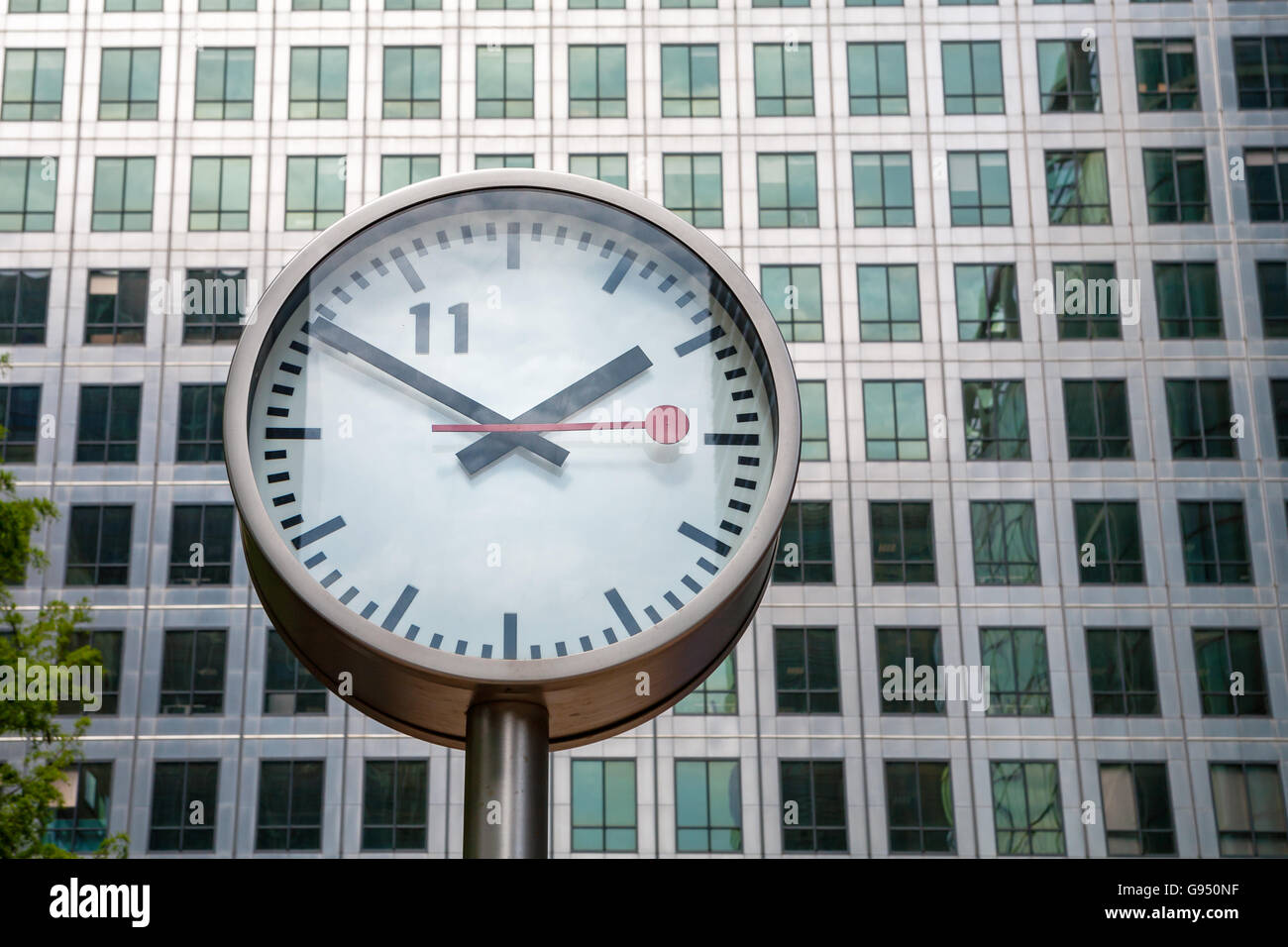 Canary Wharf Uhr. London, UK Stockfoto