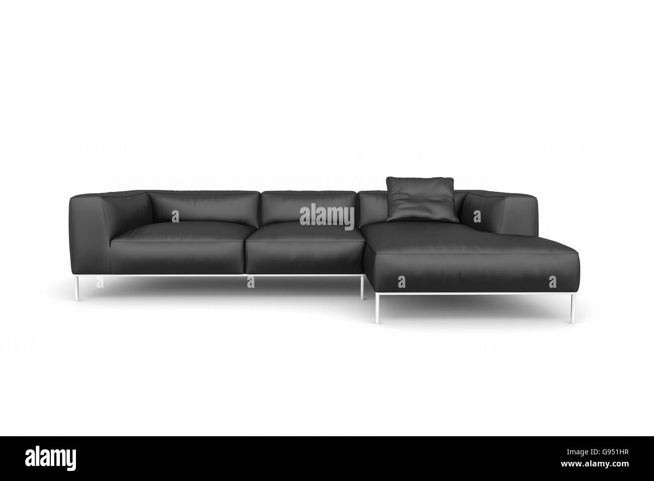 Großes Sofa mit Schatten auf weißem Hintergrund zu isolieren. 3D render Stockfoto