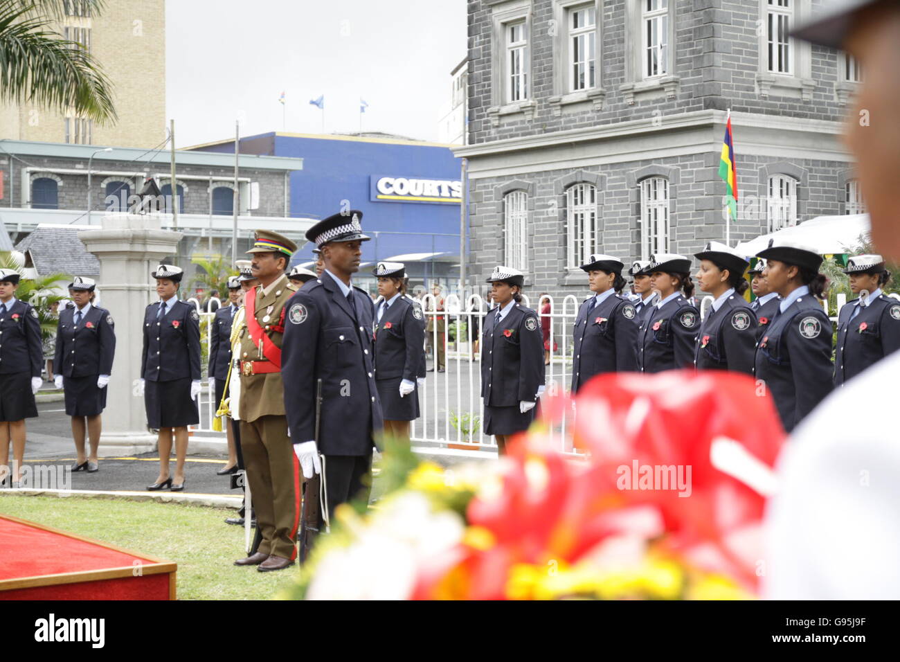 Waffenstillstand, nahmen Soldaten im 2. Weltkrieg, jährliche Zeremonie aus Mauritius, ex-Premierminister von Navin Ramgoolam begrüßte Stockfoto