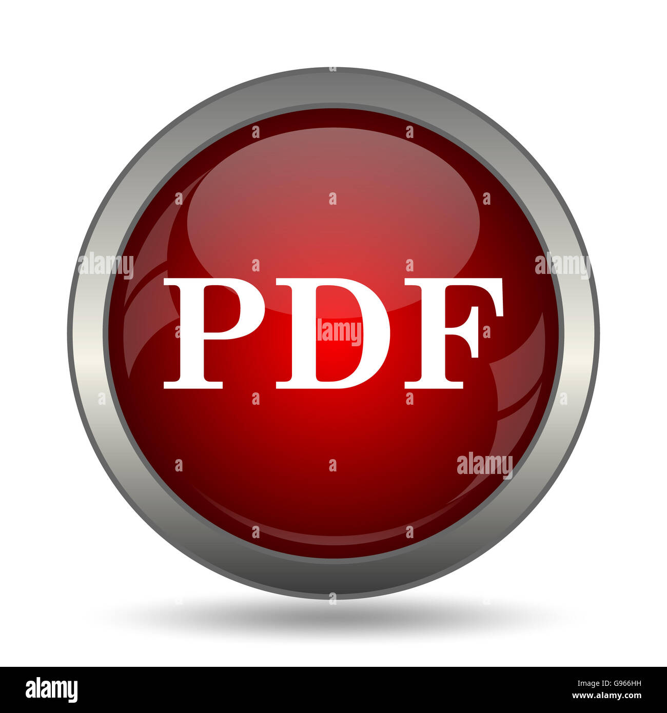 PDF-Symbol. Internet-Button auf weißem Hintergrund. Stockfoto