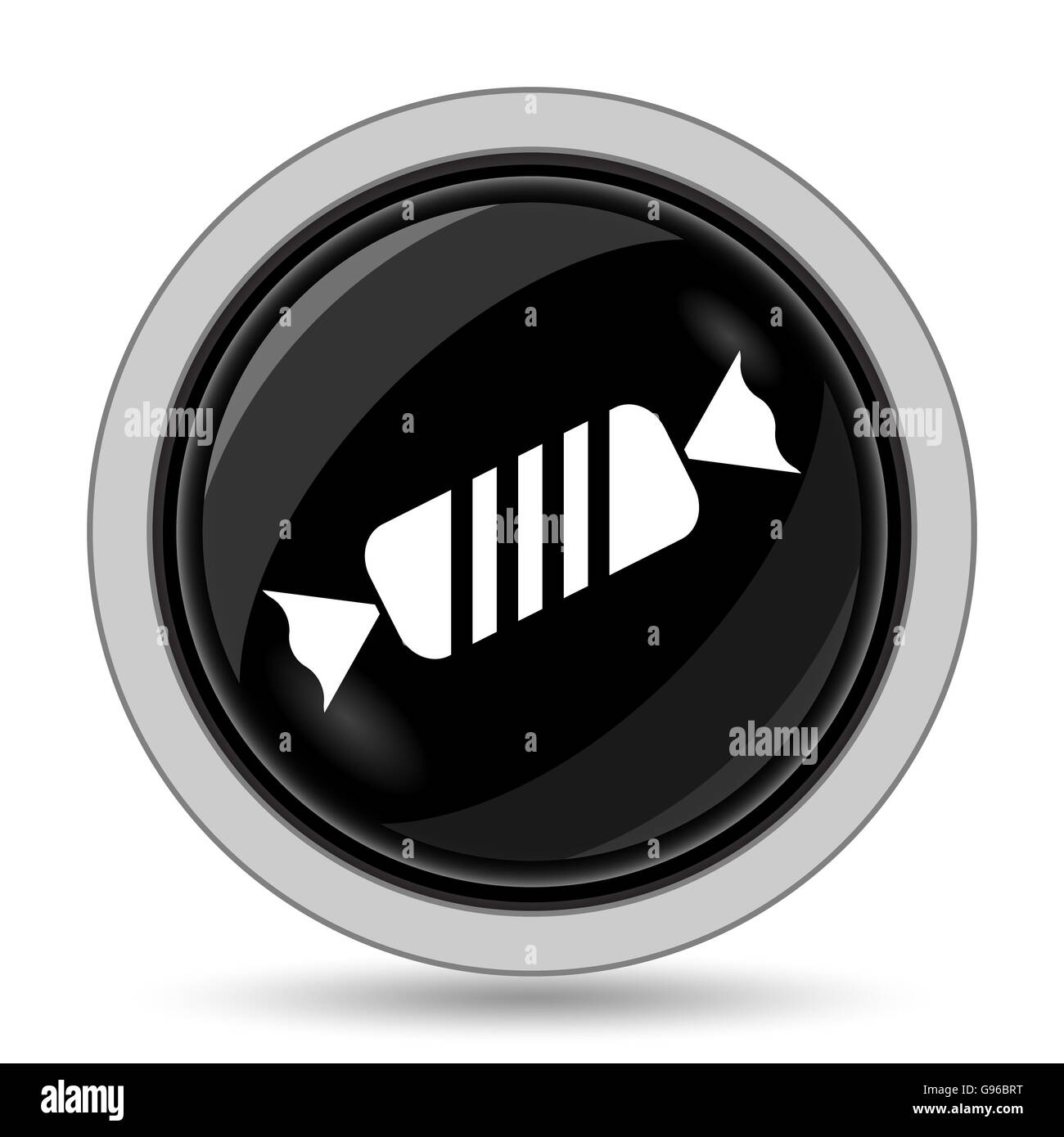 Candy-Symbol. Internet-Button auf weißem Hintergrund. Stockfoto