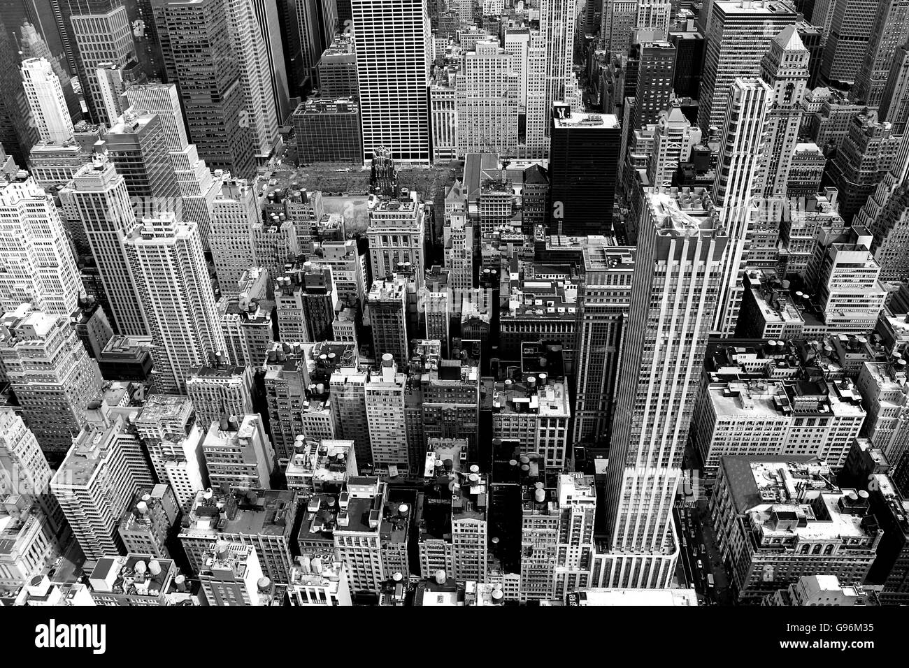 Birds Eye View von Manhattan vom Empire State Building Stockfoto