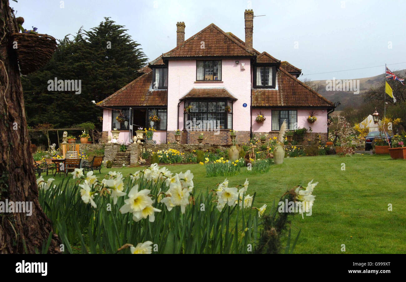 Schwanken nach unten, das Haus und der Garten des verstorbenen Frankie Howerd in Cross, Somerset, die für die Öffentlichkeit zugänglich ist, um in Zustand zu sehen, dass der Komiker es in gelassen. Stockfoto