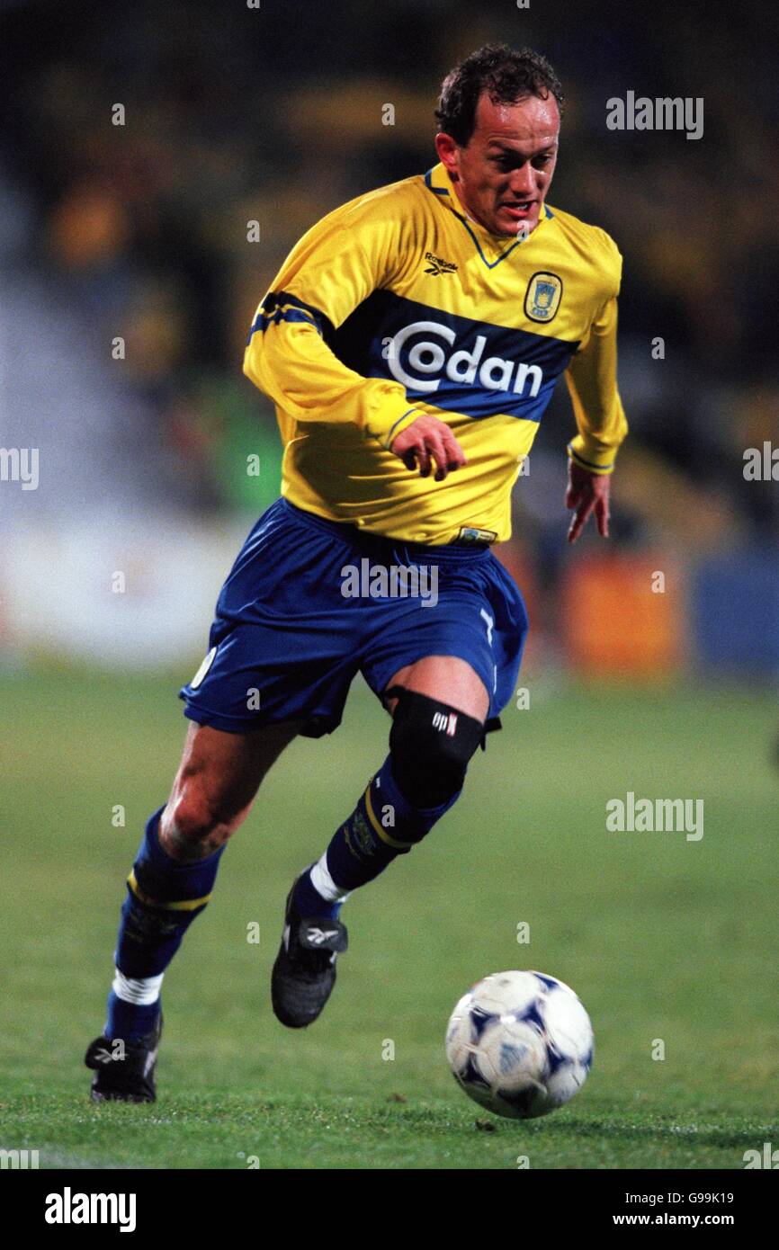 Dänischer Fußball - Faxe Kondi Ligaen - ob / Brondby. Bent Christensen, Brondby Stockfoto