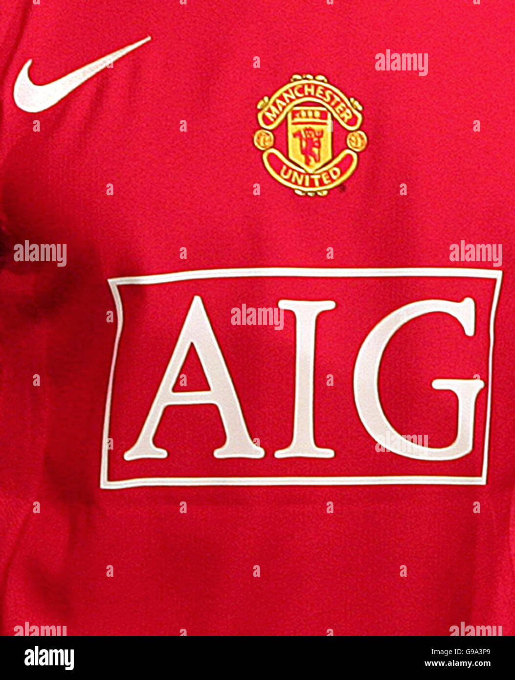 56.5Mio. Shirt Sponsoring Deal mit US-Finanzgigant American International Group (AIG). Stockfoto